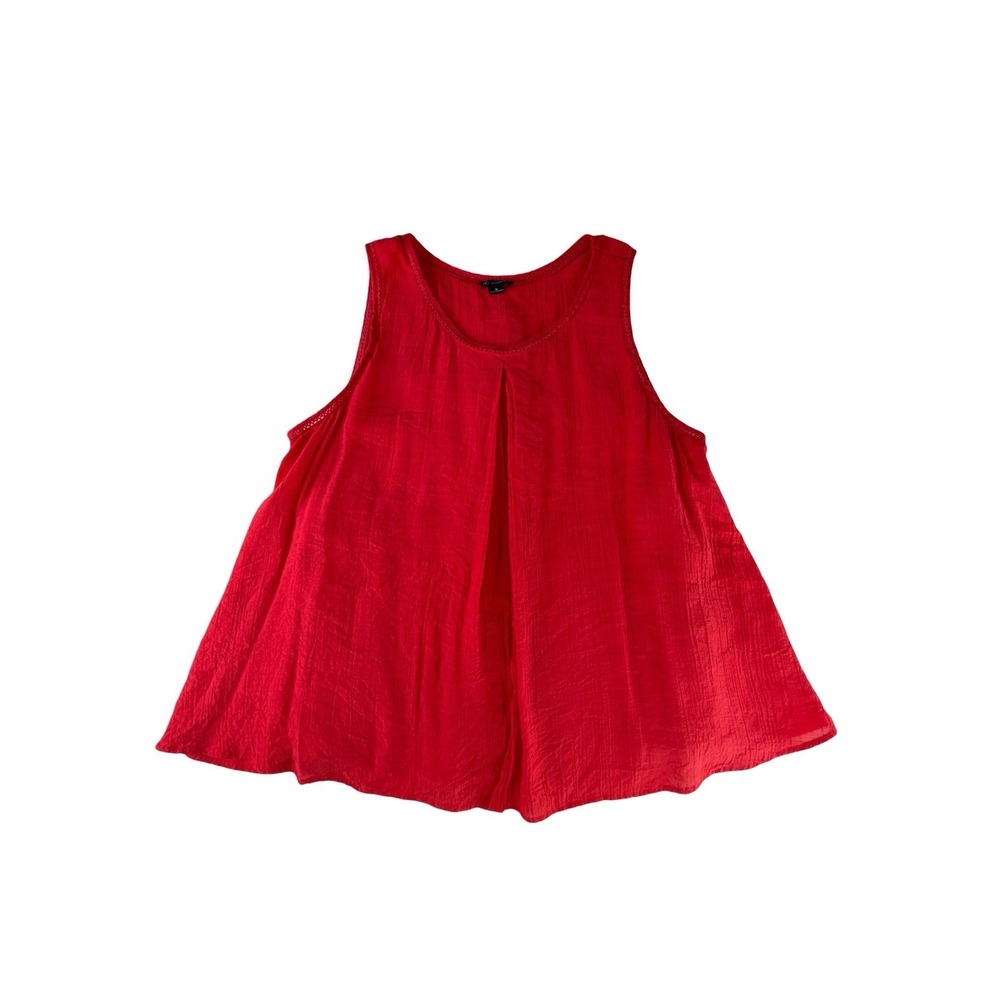 New Directions XL Vibrant Red Sleeveless Swing Tank Top Textured Flowy Women's